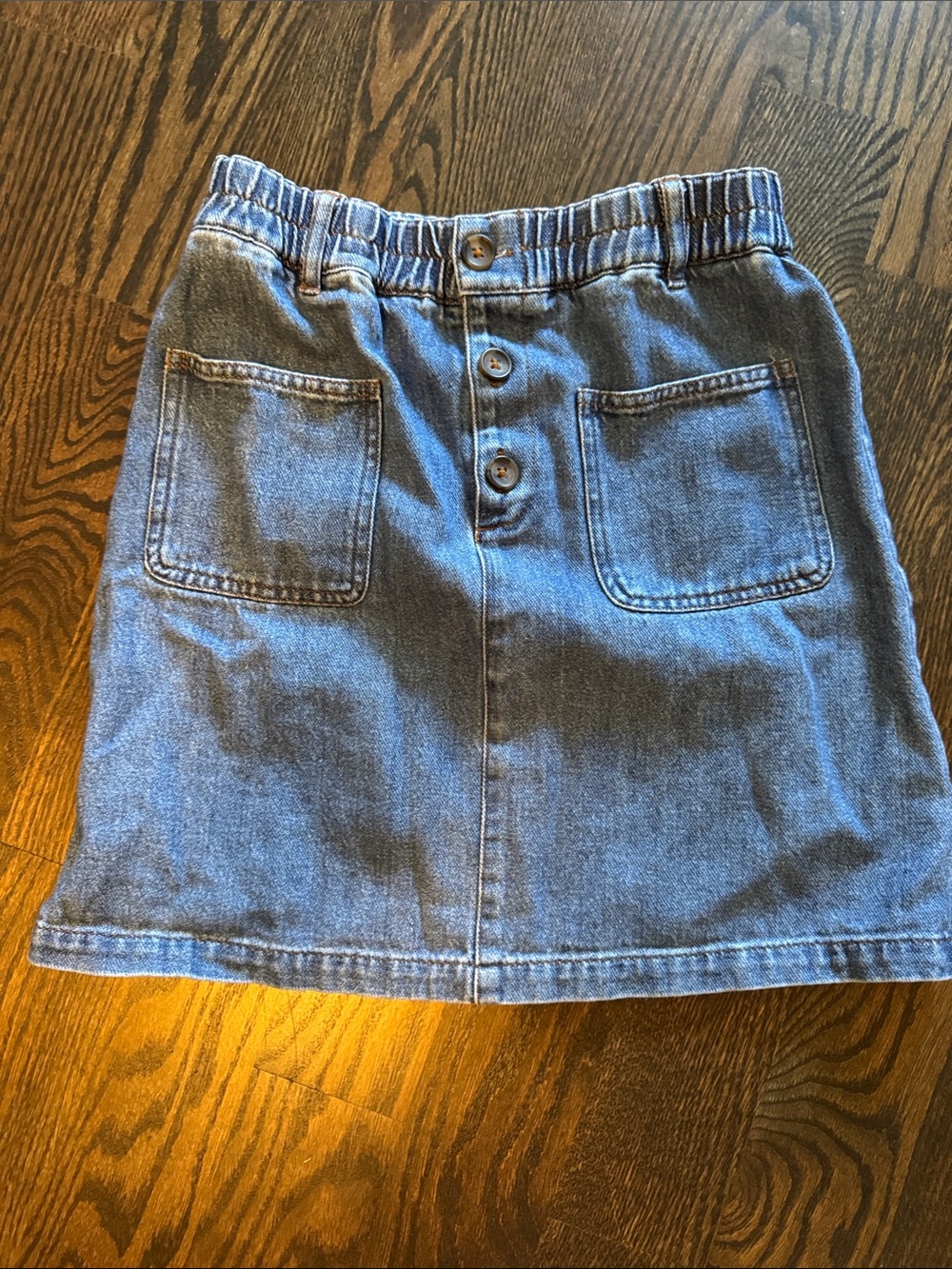 Mini Boden Blue Denim Button-Front Skirt
